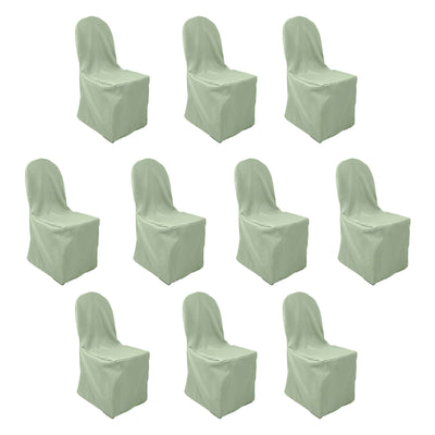10 Pack Polyester Banquet Chair Covers Sage Green - Reusable Stain-Resistant Slipcovers