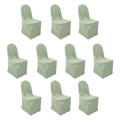 10 Pack Polyester Banquet Chair Covers Sage Green - Reusable Stain-Resistant Slipcovers