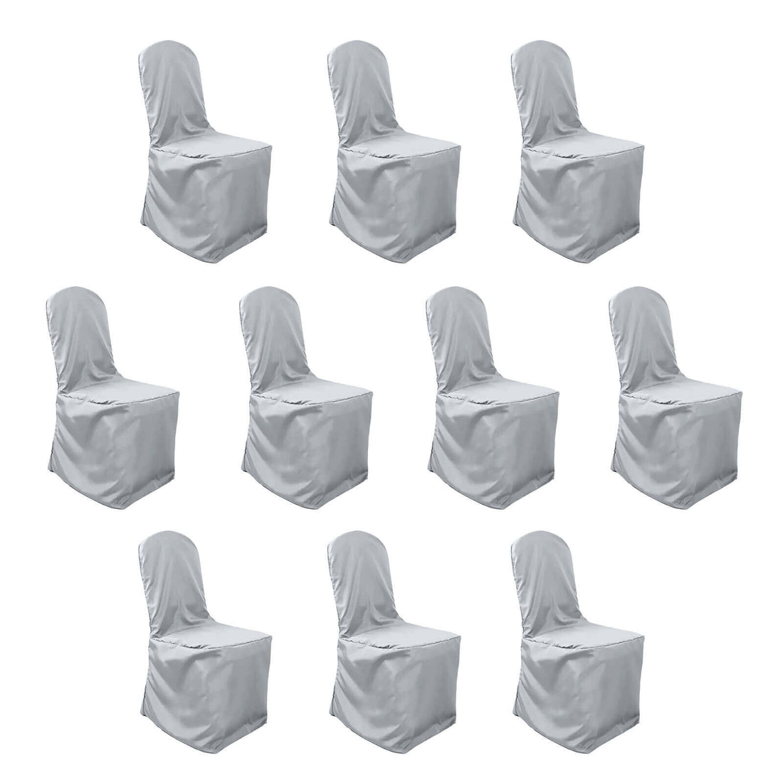 Set of 10 gray chair covers for events and parties