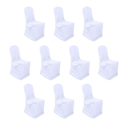 10 Pack Polyester Banquet Chair Covers White - Reusable Stain-Resistant Slip-On Design