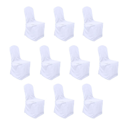 10 Pack Polyester Banquet Chair Covers White - Reusable Stain-Resistant Slip-On Design
