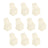 Set of 10 cream chair covers on a white background