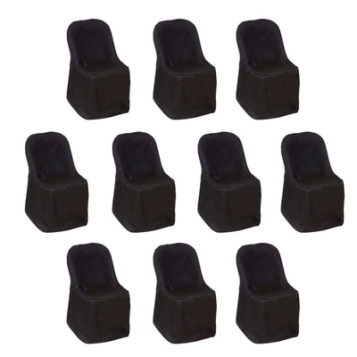 10 Pack Polyester Folding Chair Covers Black - Reusable Stain-Resistant Slip-On Covers for Weddings & Parties