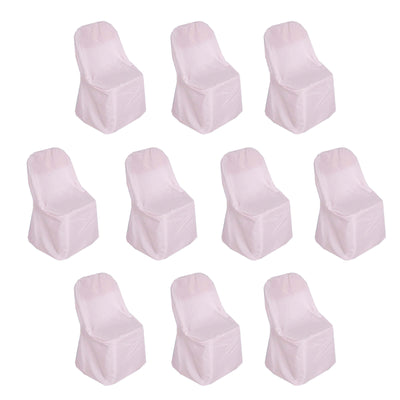 10 Pack Polyester Folding Chair Covers Blush - Reusable Stain-Resistant Slipcovers
