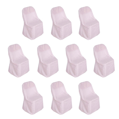 10 Pack Polyester Folding Chair Covers Blush - Reusable Stain-Resistant Slipcovers