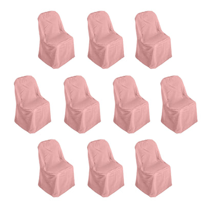 10 Pack Polyester Folding Chair Covers Dusty Rose - Reusable Stain-Resistant Slipcovers