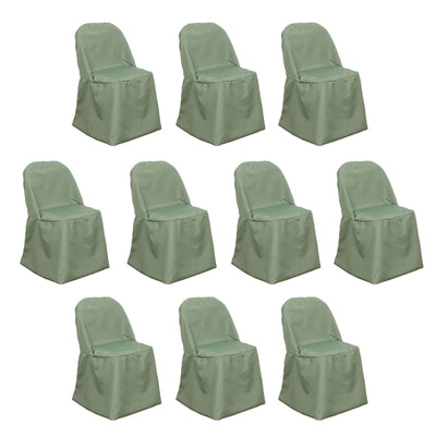 10 Pack Polyester Folding Chair Covers Dusty Sage Green - Reusable Stain-Resistant Slipcovers