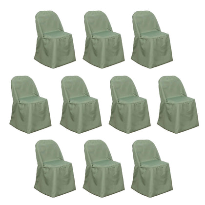 10 Pack Polyester Folding Chair Covers Dusty Sage Green - Reusable Stain-Resistant Slipcovers