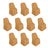 Set of 10 beige chair covers for events or home decor.