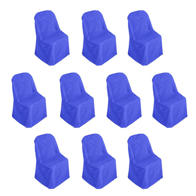 10 Pack Polyester Folding Chair Covers Royal Blue - Reusable Stain-Resistant Slipcovers