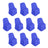 Ten blue chair covers on a white background.
