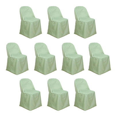 10 Pack Polyester Folding Chair Covers Sage Green - Reusable Stain-Resistant Slipcovers