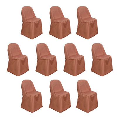 10 Pack Polyester Folding Chair Covers Terracotta (Rust) - Reusable Stain-Resistant Slipcovers