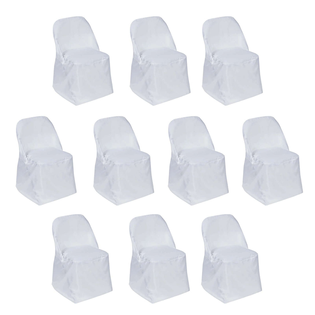 Set of 10 white chair covers for events and parties