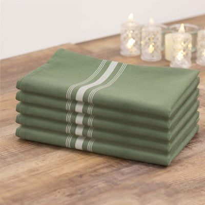 10 Pack Premium Spun Polyester Napkins 18"x22" Dusty Sage Green/White Bistro Style - Soft & Highly Durable Dinner Napkins