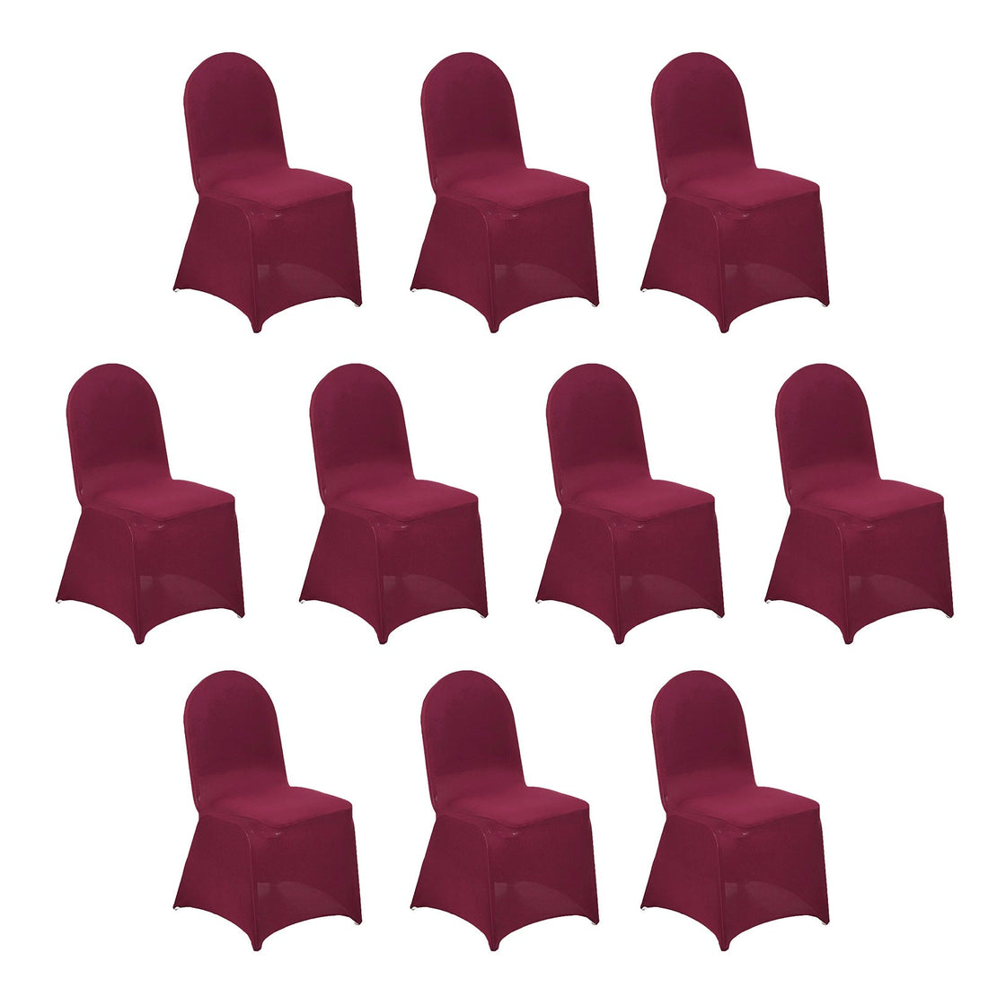Set of 10 burgundy chair covers for events or parties