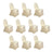 Ten ivory folding chairs on a white background