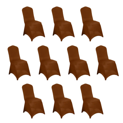 10 Pack Spandex Fitted Banquet Chair Covers Cinnamon Brown - Reusable Stretch Slip-On Slipcovers