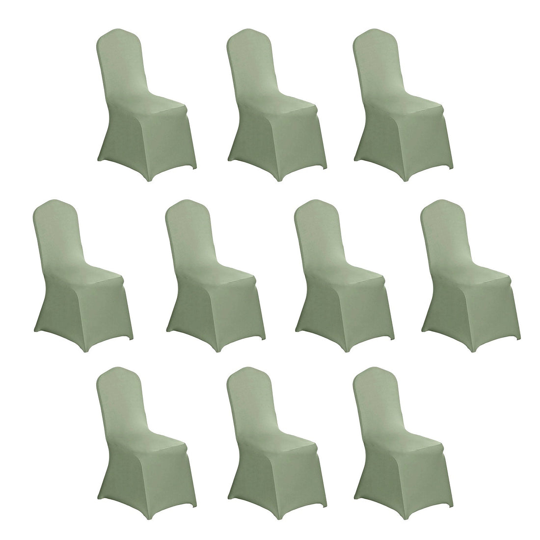 Set of 10 pale green chair covers for events and parties