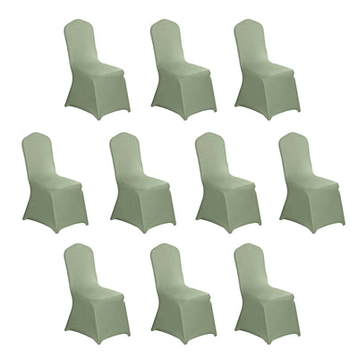 10 Pack Spandex Fitted Banquet Chair Covers Dusty Sage Green - Reusable Stretch Slip-On Slipcovers