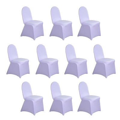 10 Pack Spandex Fitted Banquet Chair Covers Lavender Lilac - Reusable Stretch Slip-On Slipcovers