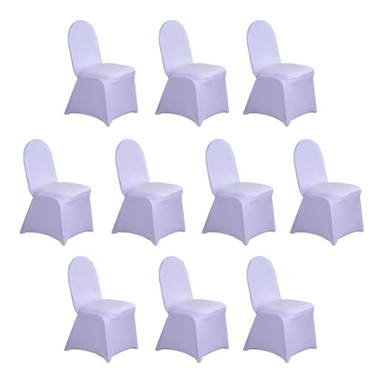 10 Pack Spandex Fitted Banquet Chair Covers Lavender Lilac - Reusable Stretch Slip-On Slipcovers