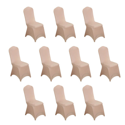 10 Pack Spandex Fitted Banquet Chair Covers Nude - Reusable Stretch Slip-On Slipcovers