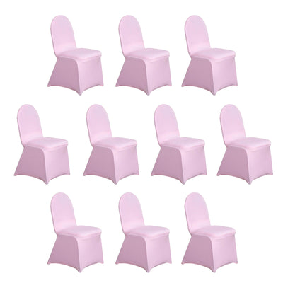 10 Pack Spandex Fitted Banquet Chair Covers Pink - Reusable Stretch Slip-On Slipcovers