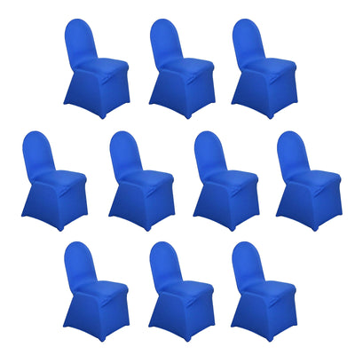 10 Pack Spandex Fitted Banquet Chair Covers Royal Blue - Reusable Stretch Slip-On Slipcovers
