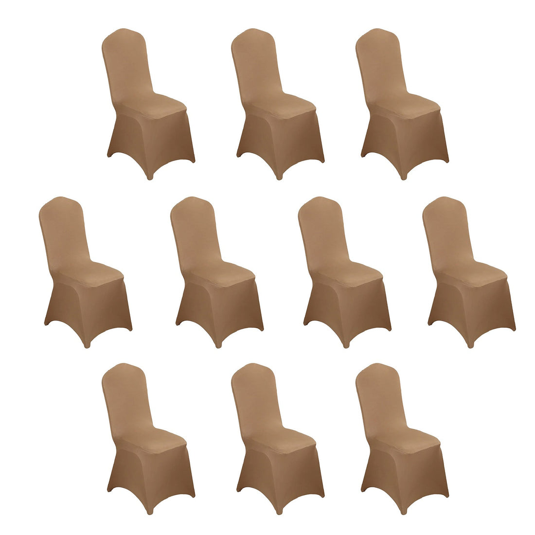 Set of 10 beige chair covers for events and weddings