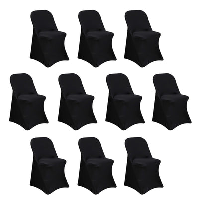 10 Pack Stretch Spandex Folding Chair Covers Black - 160GSM Superior Durability with a Snug & Stylish Fit Slipcovers