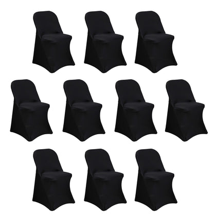 10 Pack Stretch Spandex Folding Chair Covers Black - 160GSM Superior Durability with a Snug & Stylish Fit Slipcovers