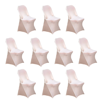 10 Pack Stretch Spandex Folding Chair Covers Blush - 160GSM Superior Durability with a Snug Fit Slipcovers