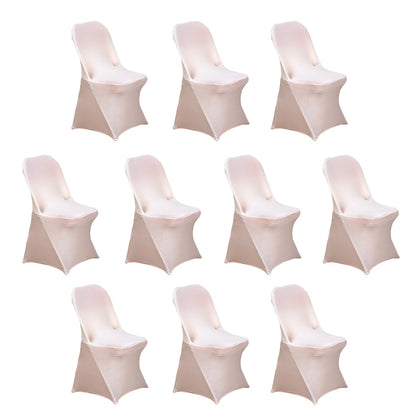 10 Pack Stretch Spandex Folding Chair Covers Blush - 160GSM Superior Durability with a Snug Fit Slipcovers