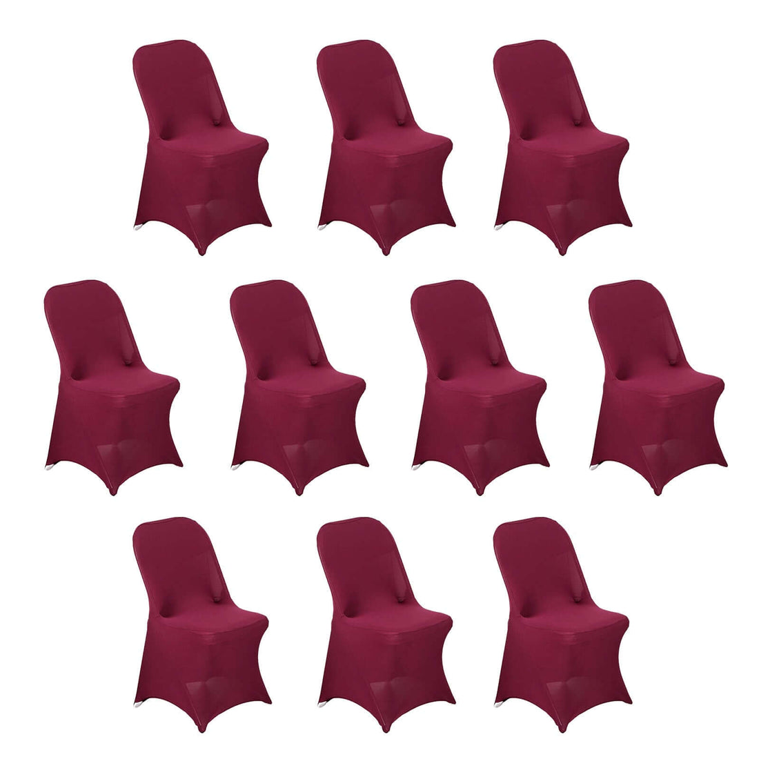 Set of 10 burgundy chair covers for events and parties #whtbkgd