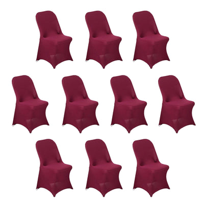 10 Pack Stretch Spandex Folding Chair Covers Burgundy - 160GSM Superior Durability with a Snug Fit Slipcovers