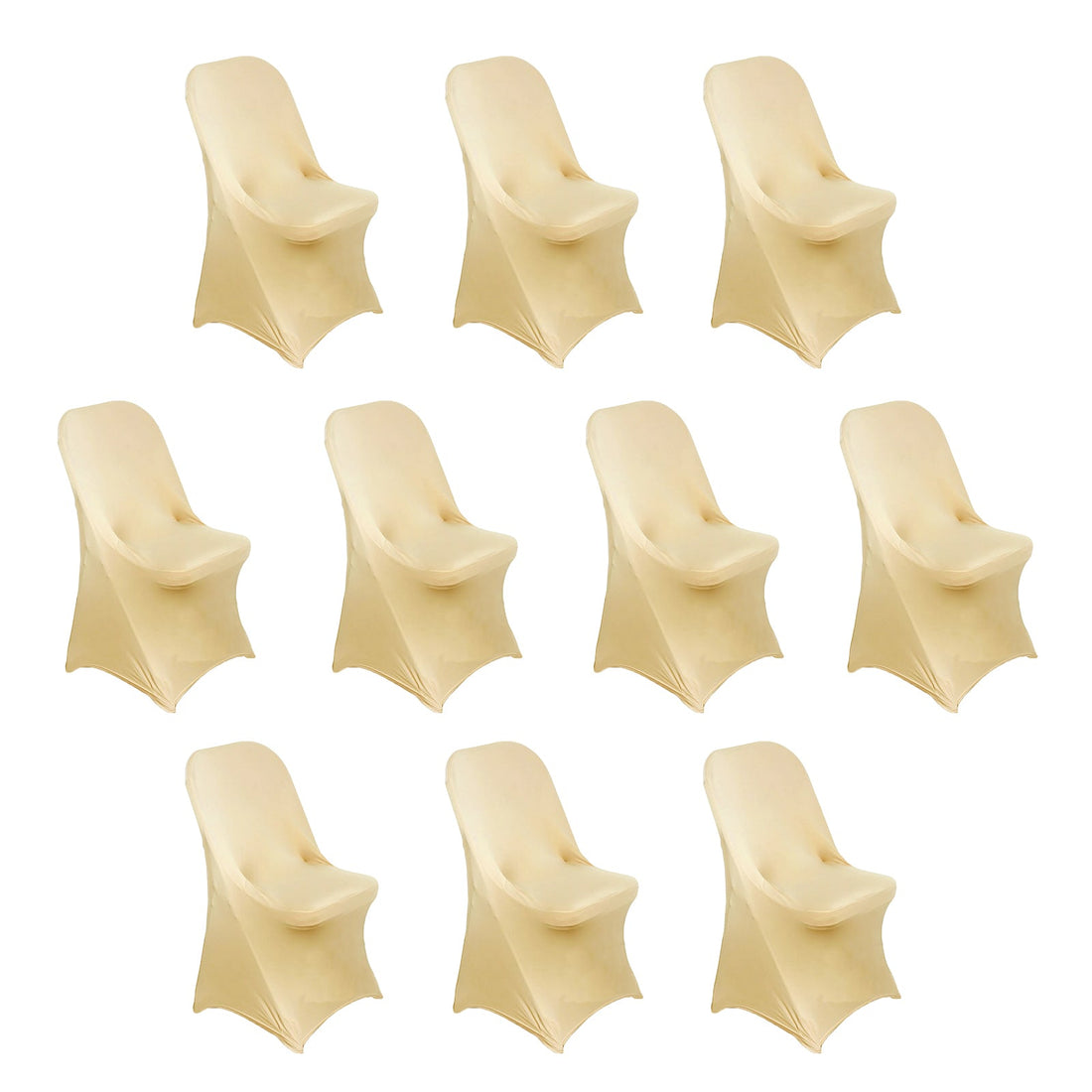 Set of 10 beige chair covers for event decoration and protection #whtbkgd
