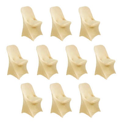 10 Pack Stretch Spandex Folding Chair Covers Champagne - 160GSM Superior Durability with a Snug Fit Slipcovers