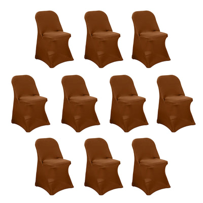 10 Pack Stretch Spandex Folding Chair Covers Cinnamon Brown - 160GSM Superior Durability with a Snug Fit Slipcovers