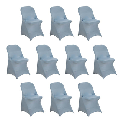 10 Pack Stretch Spandex Folding Chair Covers Dusty Blue - 160GSM Superior Durability with a Snug Fit Slipcovers