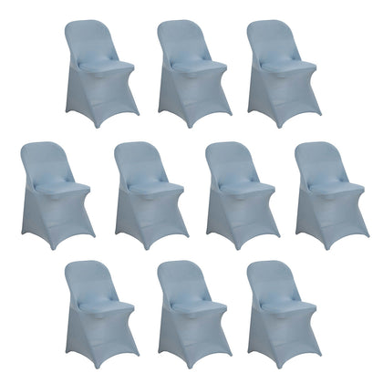10 Pack Stretch Spandex Folding Chair Covers Dusty Blue - 160GSM Superior Durability with a Snug Fit Slipcovers