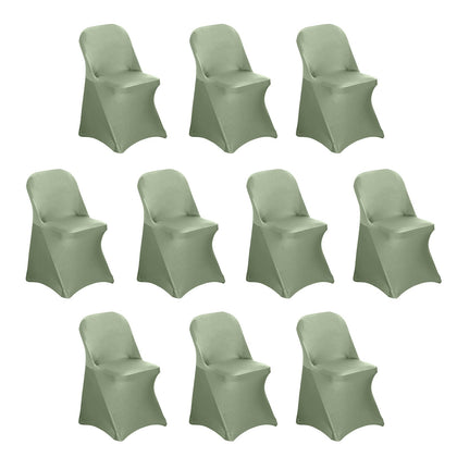 10 Pack Stretch Spandex Folding Chair Covers Dusty Sage Green - 160GSM Superior Durability with a Snug Fit Slipcovers