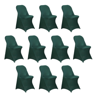 10 Pack Stretch Spandex Folding Chair Covers Hunter Emerald Green - 160GSM Superior Durability with a Snug Fit Slipcovers