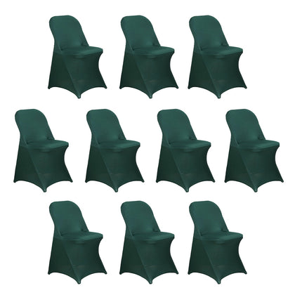 10 Pack Stretch Spandex Folding Chair Covers Hunter Emerald Green - 160GSM Superior Durability with a Snug Fit Slipcovers