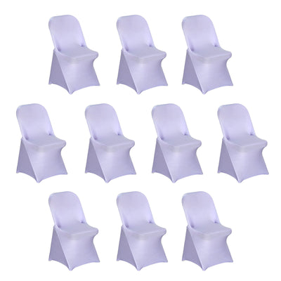 10 Pack Stretch Spandex Folding Chair Covers Lavender Lilac - 160GSM Superior Durability with a Snug Fit Slipcovers