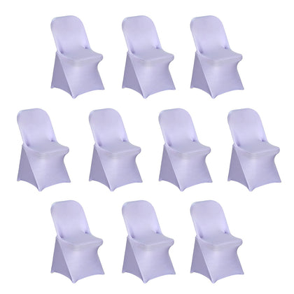 10 Pack Stretch Spandex Folding Chair Covers Lavender Lilac - 160GSM Superior Durability with a Snug Fit Slipcovers