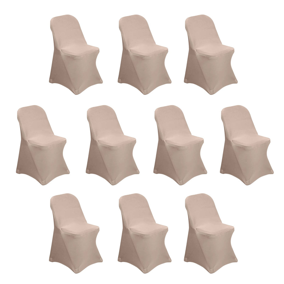 Set of 10 beige stretch chair covers for events and parties #whtbkgd