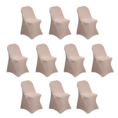 10 Pack Stretch Spandex Folding Chair Covers Nude - 160GSM Superior Durability with a Snug Fit Slipcovers