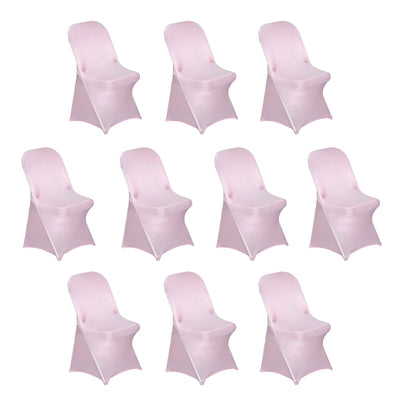 10 Pack Stretch Spandex Folding Chair Covers Pink - 160GSM Superior Durability with a Snug Fit Slipcovers