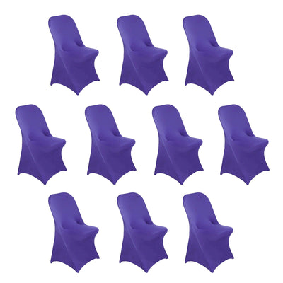 10 Pack Stretch Spandex Folding Chair Covers Purple - 160GSM Superior Durability with a Snug Fit Slipcovers